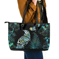 Aotearoa Maori Mahuru Leather Tote Bag Spring Time - Paua Shell Green LT7 - Polynesian Pride