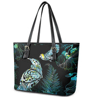Aotearoa Maori Mahuru Leather Tote Bag Spring Time - Paua Shell Green LT7 - Polynesian Pride