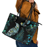 Aotearoa Maori Mahuru Leather Tote Bag Spring Time - Paua Shell Green LT7 - Polynesian Pride