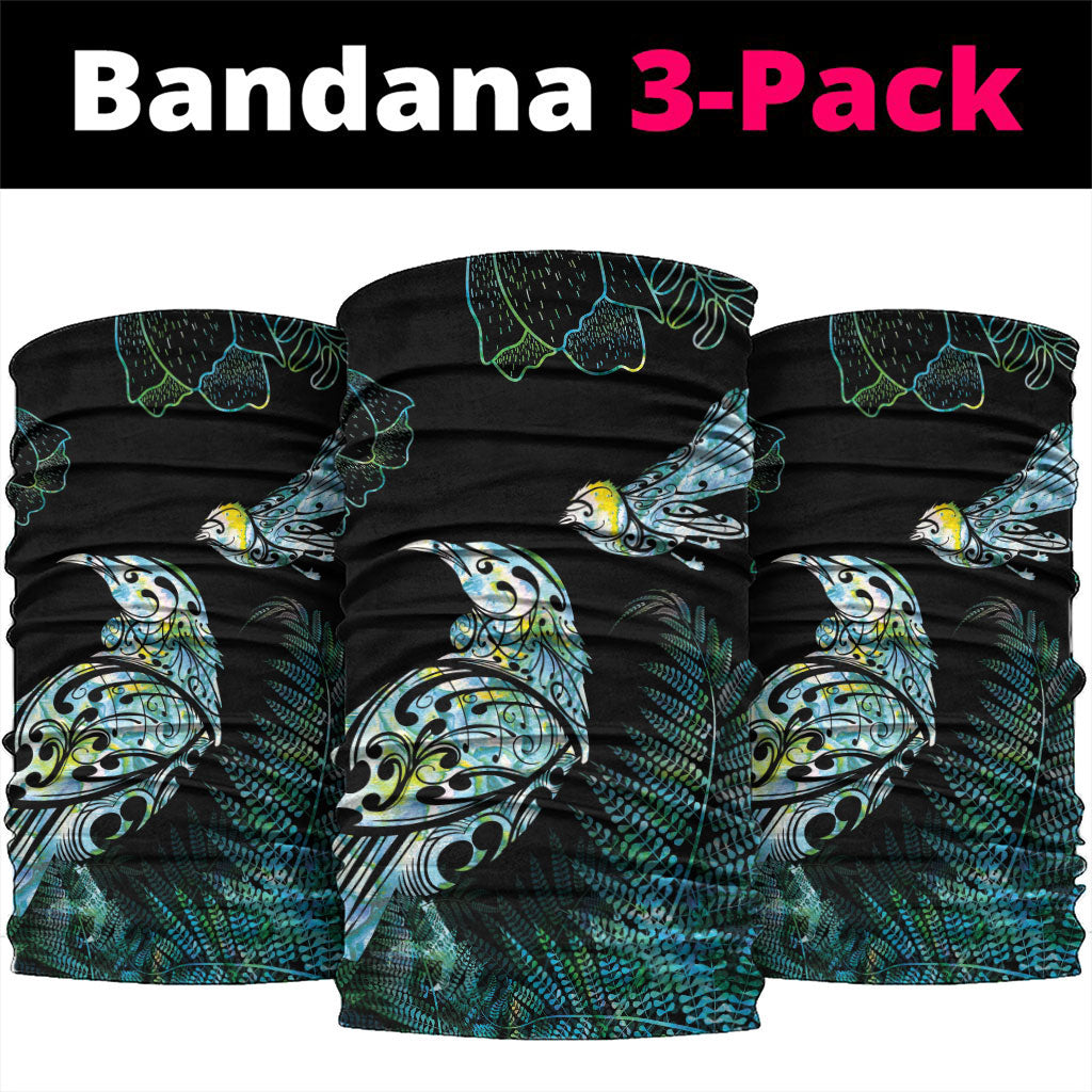 Aotearoa Maori Mahuru Neck Gaiter Spring Time - Paua Shell Green LT7 package One Size: 25*50cm Black - Polynesian Pride