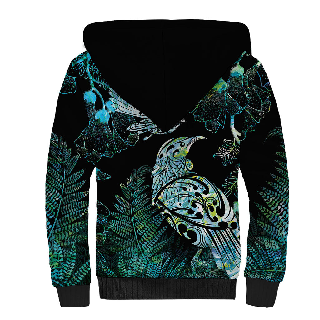 Aotearoa Maori Mahuru Sherpa Hoodie Spring Time - Paua Shell Green LT7 - Polynesian Pride