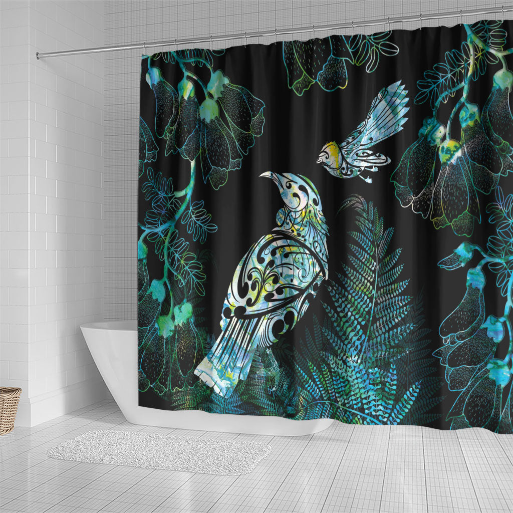Aotearoa Maori Mahuru Shower Curtain Spring Time - Paua Shell Green LT7 - Polynesian Pride