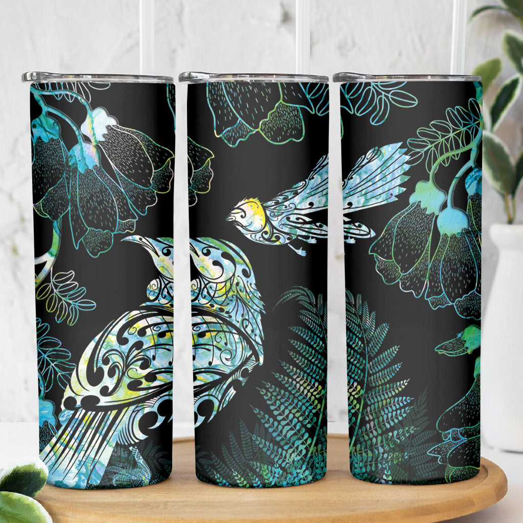 Aotearoa Maori Mahuru Skinny Tumbler Spring Time - Paua Shell Green LT7 - Polynesian Pride