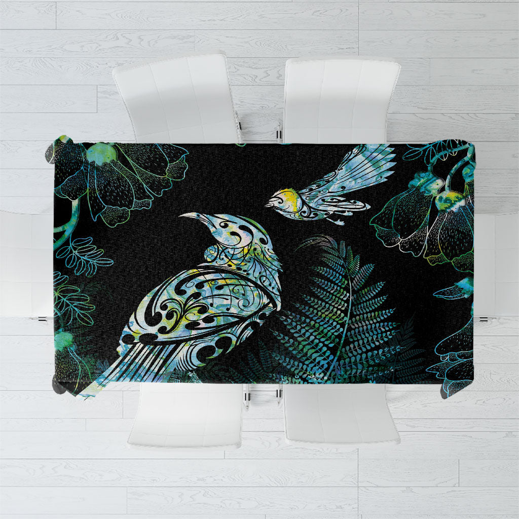 Aotearoa Maori Mahuru Tablecloth Spring Time - Paua Shell Green LT7 Black - Polynesian Pride