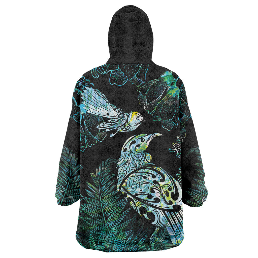 Aotearoa Maori Mahuru Wearable Blanket Hoodie Spring Time - Paua Shell Green LT7 - Polynesian Pride