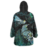 Aotearoa Maori Mahuru Wearable Blanket Hoodie Spring Time - Paua Shell Green LT7 - Polynesian Pride