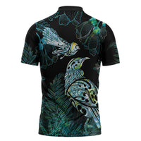 Aotearoa Maori Mahuru Zipper Polo Shirt Spring Time - Paua Shell Green LT7 - Polynesian Pride