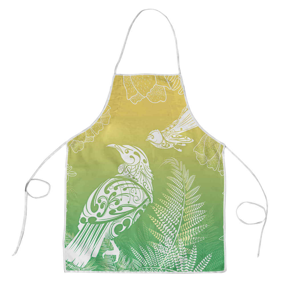 Aotearoa Maori Mahuru Tui With Pikawakawa Apron Spring Time LT7 Green - Polynesian Pride