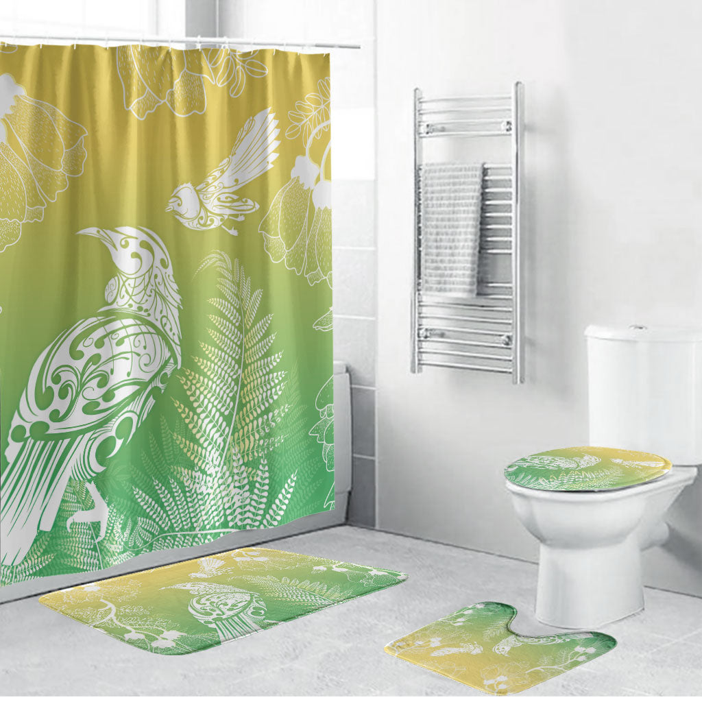 Aotearoa Maori Mahuru Tui With Pikawakawa Bathroom Set Spring Time LT7 Bathroom Set (4 pcs) Green - Polynesian Pride