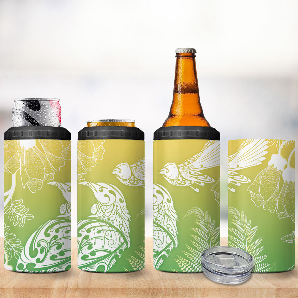 Aotearoa Maori Mahuru Tui With Pikawakawa 4 in 1 Can Cooler Tumbler Spring Time LT7 - Polynesian Pride