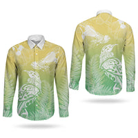 Aotearoa Maori Mahuru Tui With Pikawakawa Couples Matching Off Shoulder Short Dress and Long Sleeve Button Shirt Spring Time LT7 - Polynesian Pride
