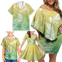 Aotearoa Maori Mahuru Tui With Pikawakawa Family Matching Off Shoulder Short Dress and Hawaiian Shirt Spring Time LT7 - Polynesian Pride