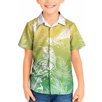 Aotearoa Maori Mahuru Tui With Pikawakawa Kid Hawaiian Shirt Spring Time LT7 Kid Green - Polynesian Pride