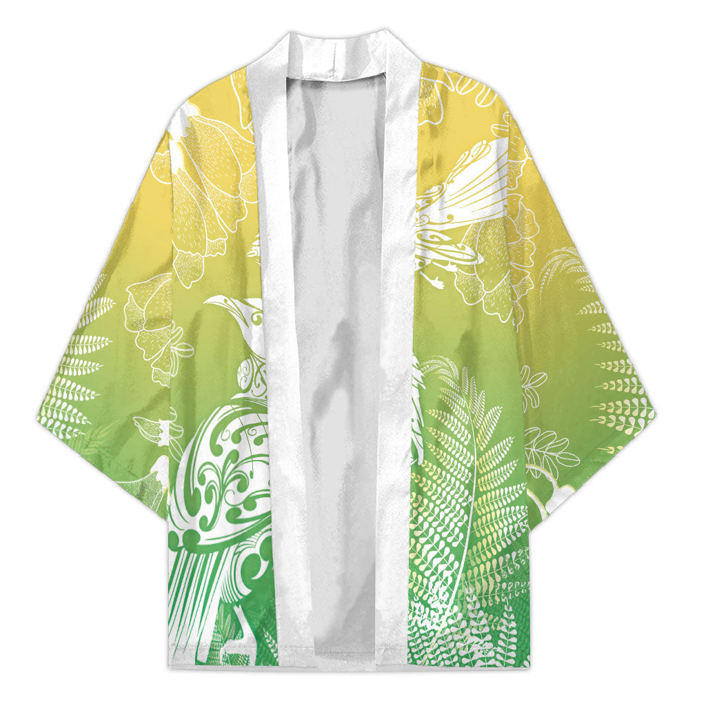 Aotearoa Maori Mahuru Tui With Pikawakawa Kimono Spring Time LT7 Unisex Green - Polynesian Pride