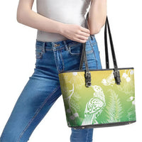 Aotearoa Maori Mahuru Tui With Pikawakawa Leather Tote Bag Spring Time LT7 - Polynesian Pride