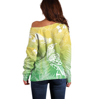 Aotearoa Maori Mahuru Tui With Pikawakawa Off Shoulder Sweater Spring Time LT7 - Polynesian Pride