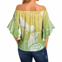 Aotearoa Maori Mahuru Tui With Pikawakawa Off Shoulder Wrap Waist Top Spring Time LT7 - Polynesian Pride