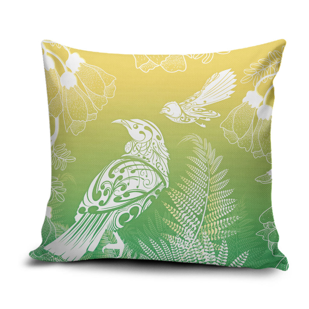 Aotearoa Maori Mahuru Tui With Pikawakawa Pillow Cover Spring Time LT7 Green - Polynesian Pride