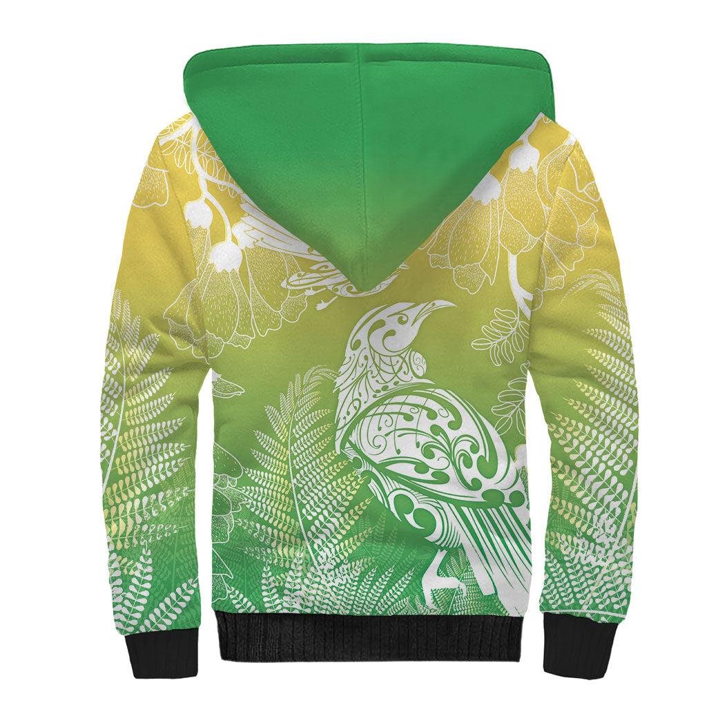 Aotearoa Maori Mahuru Tui With Pikawakawa Sherpa Hoodie Spring Time LT7 - Polynesian Pride