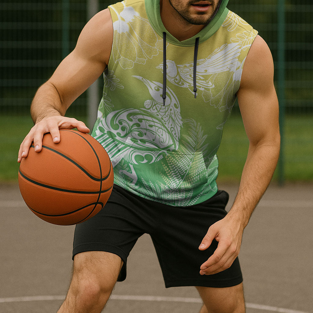 Aotearoa Maori Mahuru Tui With Pikawakawa Sleeveless Hoodie Spring Time LT7 - Polynesian Pride