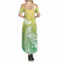 Aotearoa Maori Mahuru Tui With Pikawakawa Summer Maxi Dress Spring Time LT7 - Polynesian Pride
