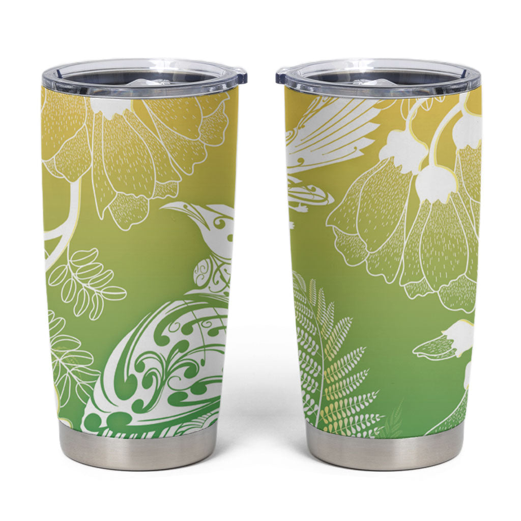 Aotearoa Maori Mahuru Tui With Pikawakawa Tumbler Cup Spring Time LT7 Green - Polynesian Pride