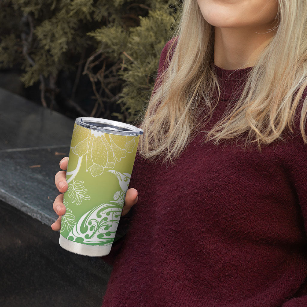 Aotearoa Maori Mahuru Tui With Pikawakawa Tumbler Cup Spring Time LT7 - Polynesian Pride