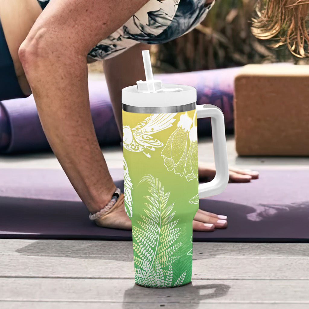 Aotearoa Maori Mahuru Tui With Pikawakawa Tumbler With Handle Spring Time LT7 - Polynesian Pride