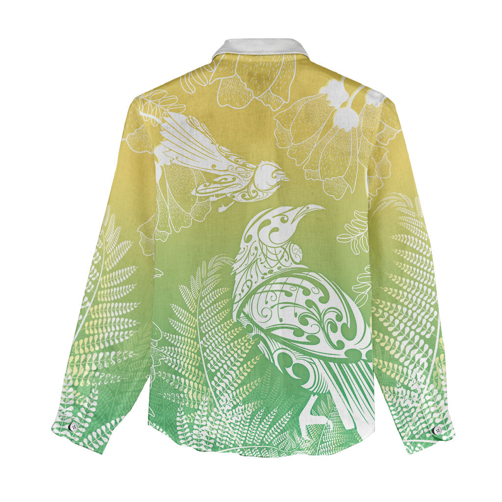 Aotearoa Maori Mahuru Tui With Pikawakawa Women Casual Shirt Spring Time LT7 - Polynesian Pride