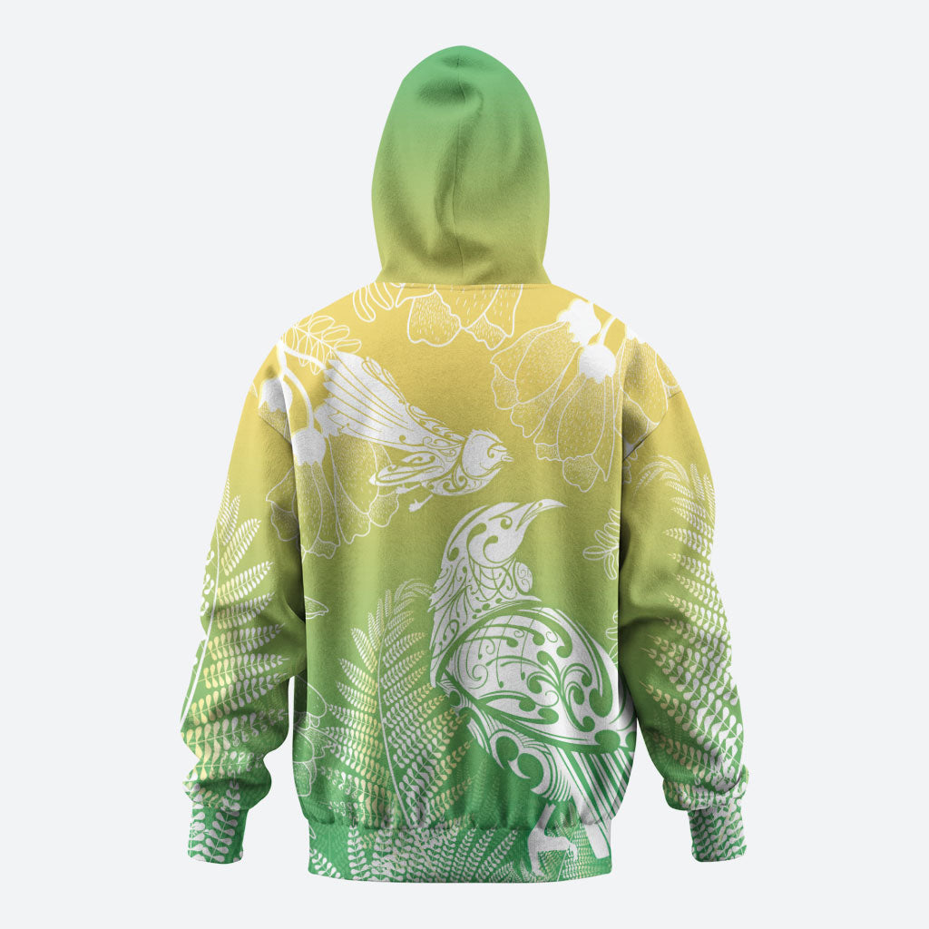 Aotearoa Maori Mahuru Tui With Pikawakawa Zip Hoodie Spring Time LT7 - Polynesian Pride