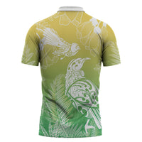 Aotearoa Maori Mahuru Tui With Pikawakawa Zipper Polo Shirt Spring Time LT7 - Polynesian Pride