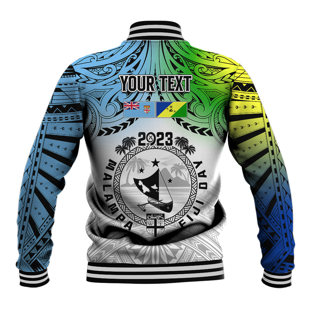 Personalised Malampa Fiji Day Baseball Jacket Gradient Style LT7 - Polynesian Pride