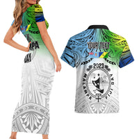 personalised-malampa-fiji-day-couples-matching-short-sleeve-bodycon-dress-and-hawaiian-shirt-gradient-style