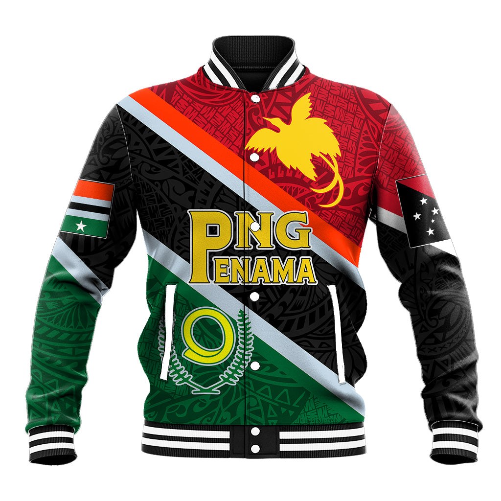 Personalised Penama and Papua New Guinea Day Baseball Jacket Emblem Mix Style LT7 Unisex Colorful - Polynesian Pride