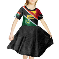 Personalised Penama and Papua New Guinea Day Kid Short Sleeve Dress Emblem Mix Style LT7 - Polynesian Pride
