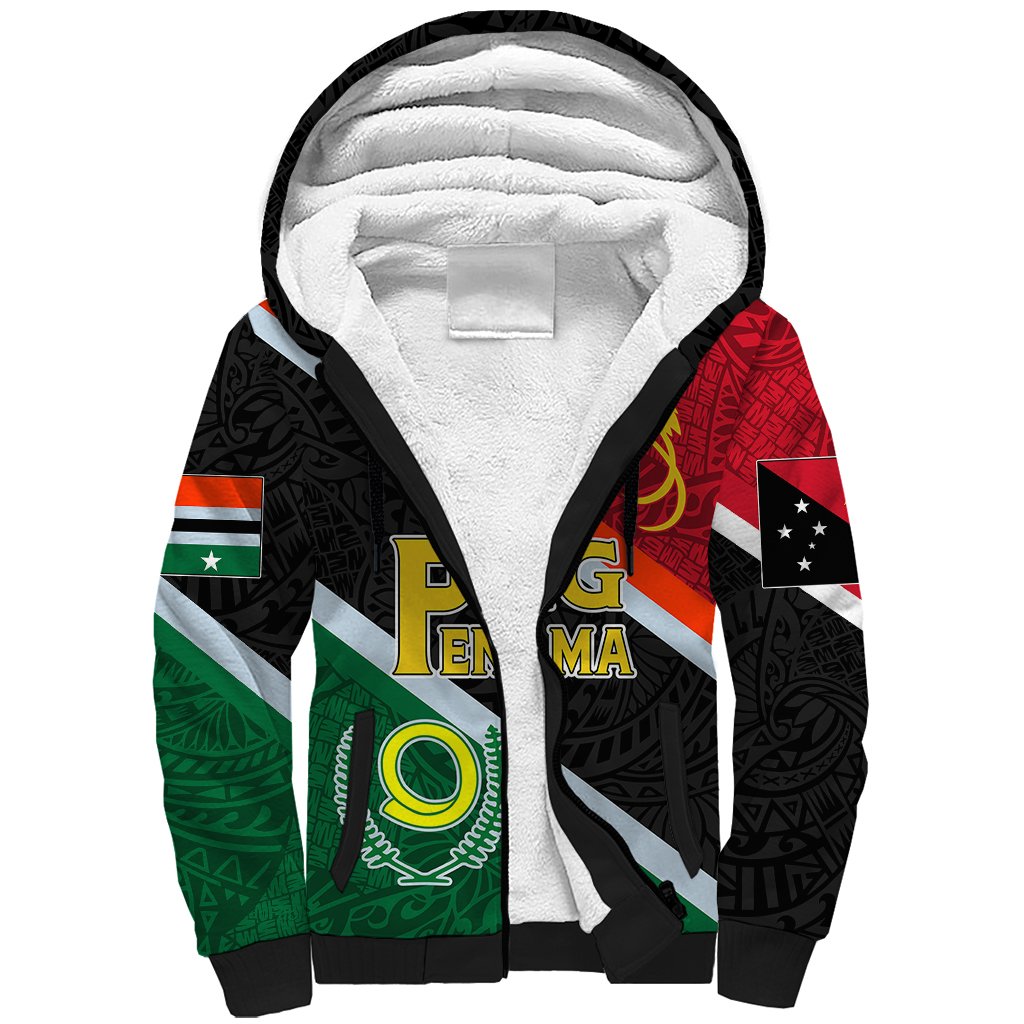Personalised Penama and Papua New Guinea Day Sherpa Hoodie Emblem Mix Style LT7 Unisex Colorful - Polynesian Pride