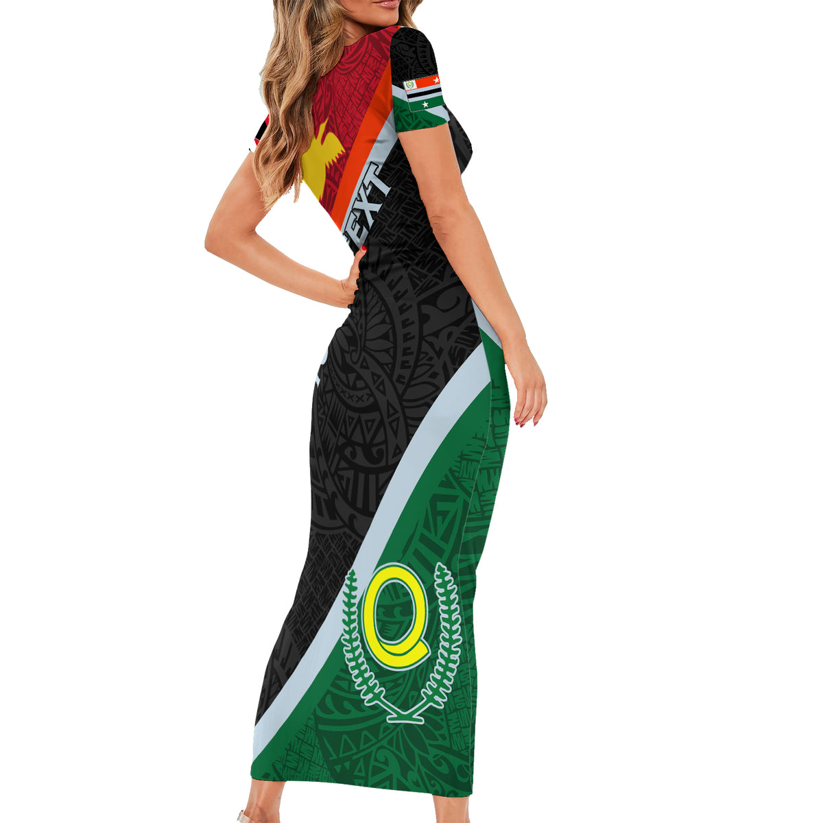 personalised-penama-and-papua-new-guinea-day-short-sleeve-bodycon-dress-emblem-mix-style