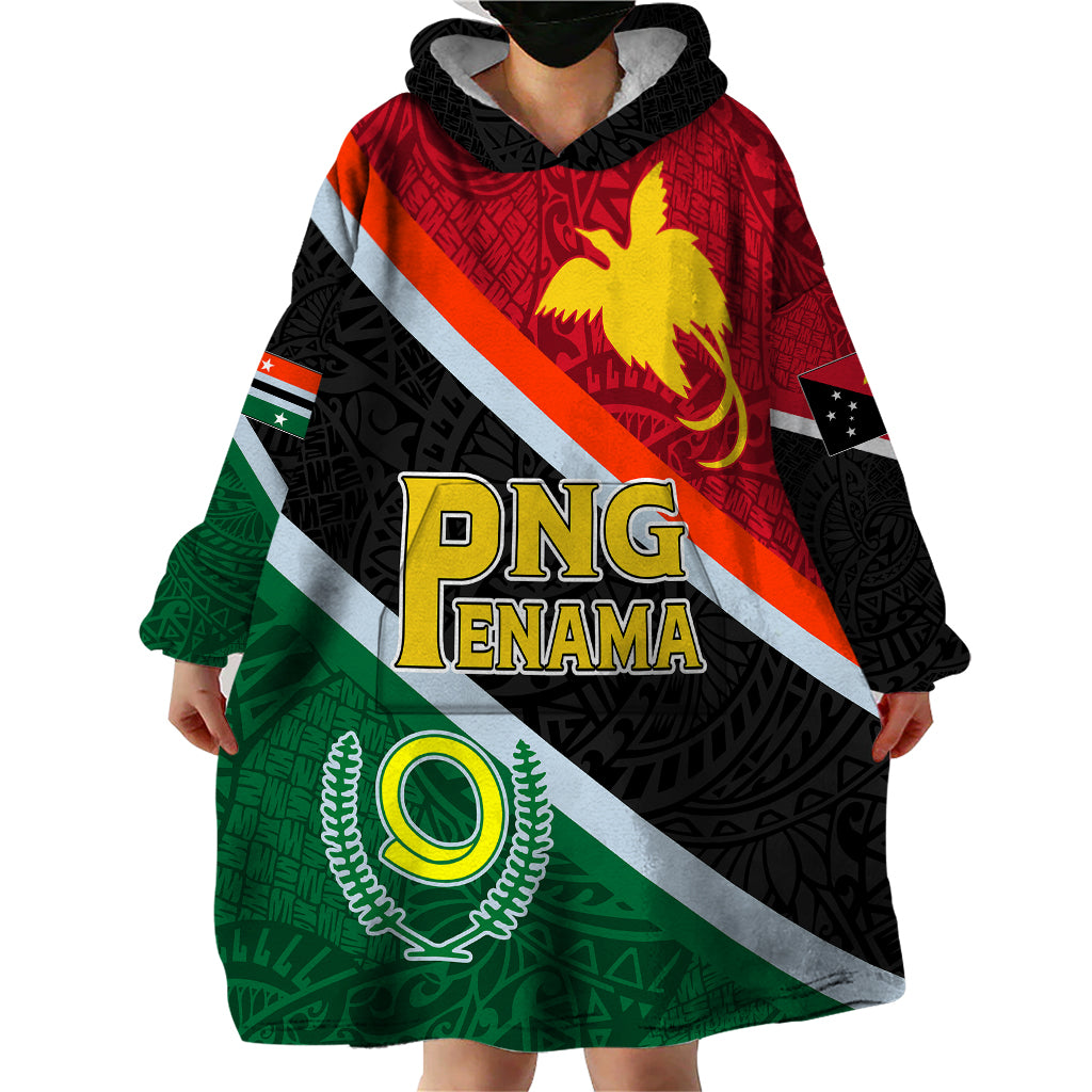 Personalised Penama and Papua New Guinea Day Wearable Blanket Hoodie Emblem Mix Style LT7 - Polynesian Pride
