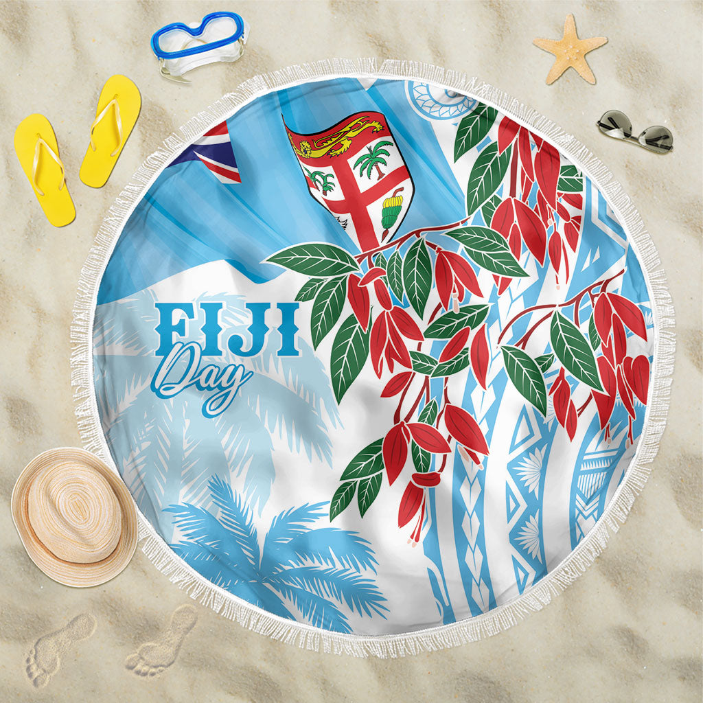 Bula Fiji Day Tagimaucia Palms Beach Blanket Toso Mai Viti LT7 One Size 150cm Turquoise - Polynesian Pride
