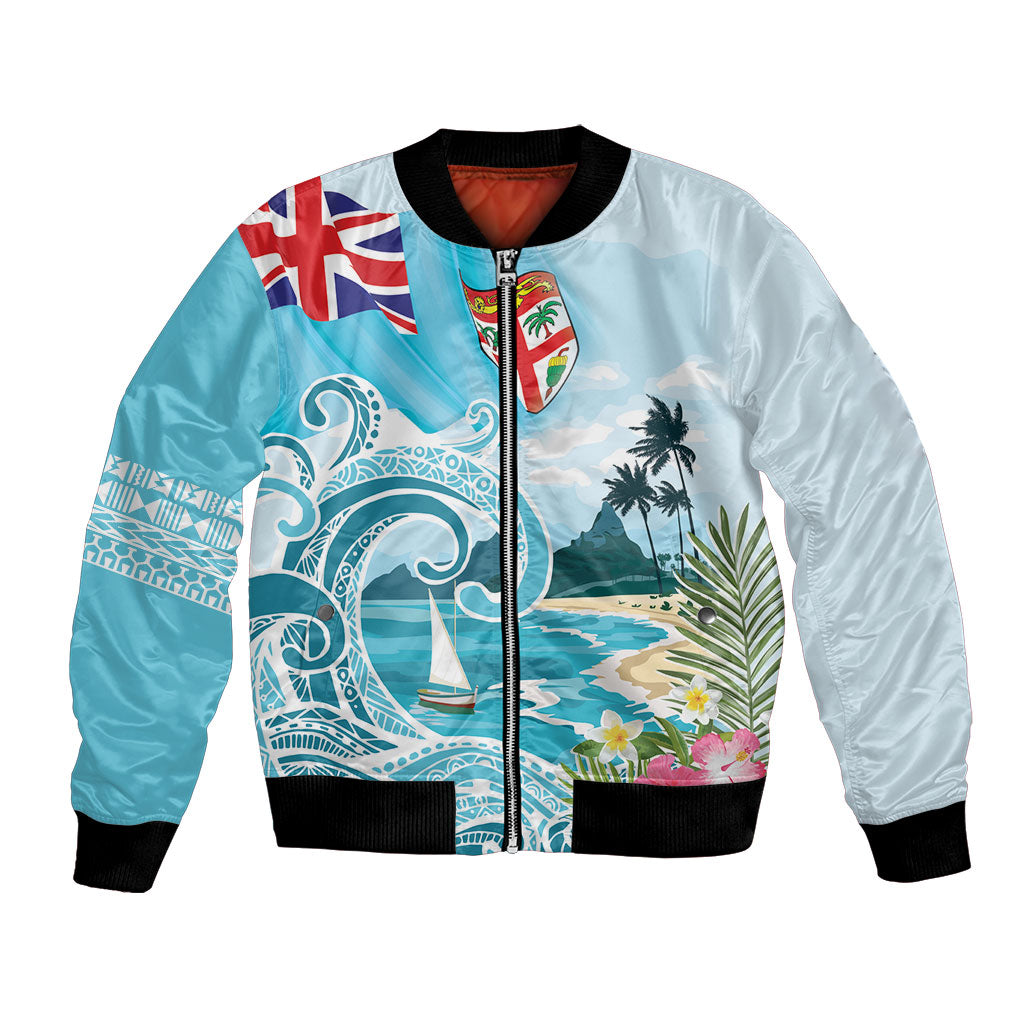Bula Fiji Seascape Bomber Jacket Fiji Day - Islands Heritage LT7 Unisex Multicolor - Polynesian Pride