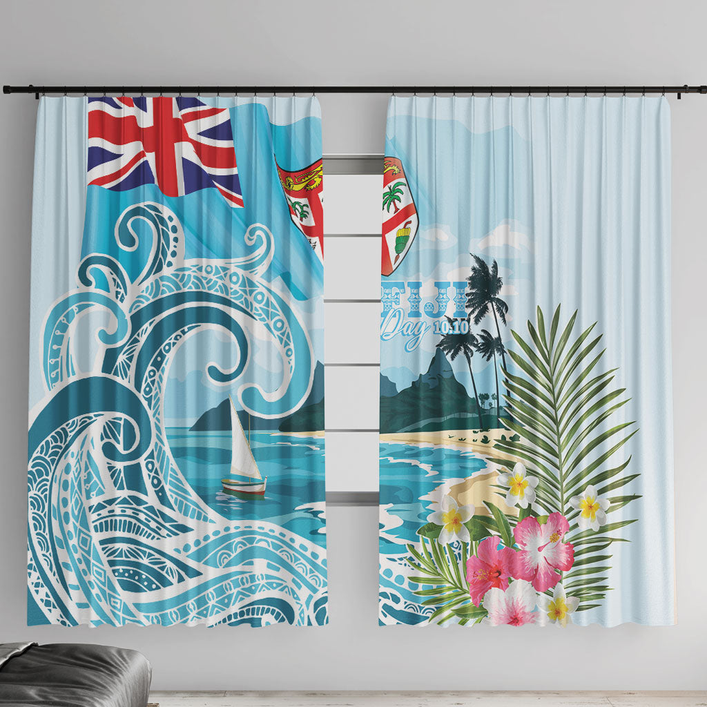 Bula Fiji Seascape Window Curtain Fiji Day - Islands Heritage LT7 With Hooks Multicolor - Polynesian Pride