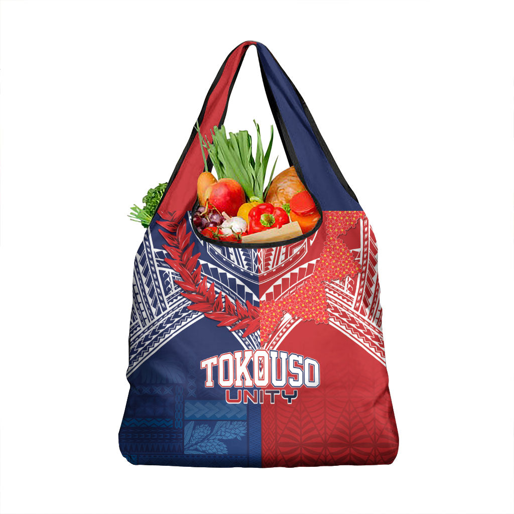 TokoUso Tonga Samoa Brothers Forever Grocery Bag Ulafala and Heilala Unity LT7 1-pack One Size Red Blue - Polynesian Pride