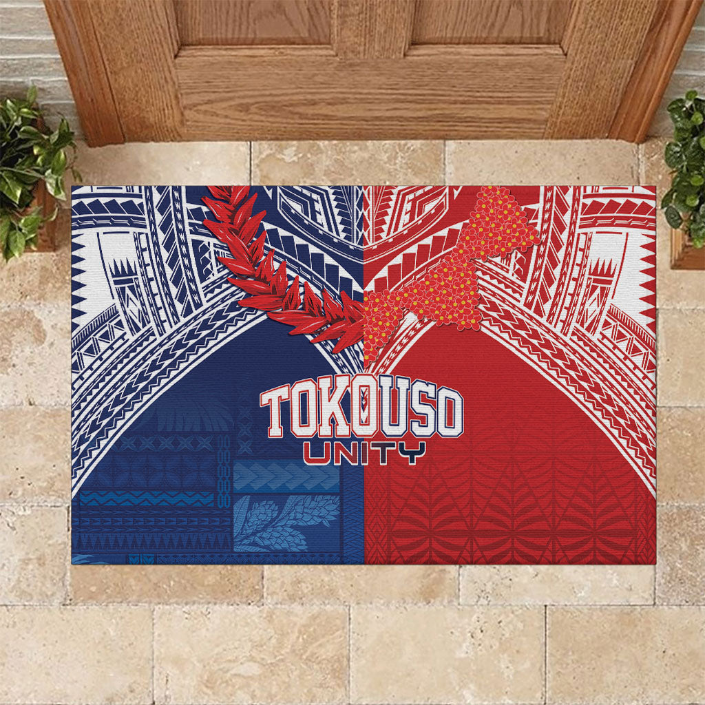 TokoUso Tonga Samoa Brothers Forever Rubber Doormat Ulafala and Heilala Unity LT7 Red Blue - Polynesian Pride