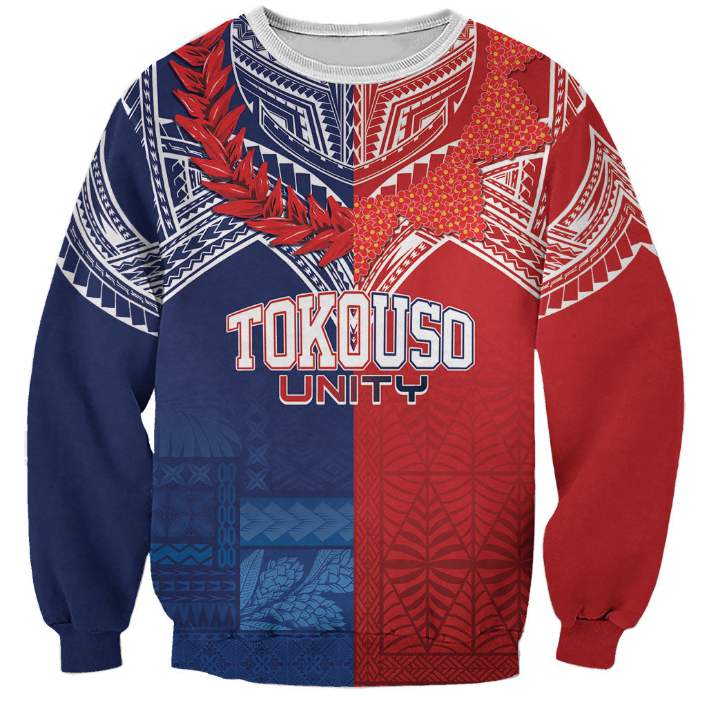 TokoUso Tonga Samoa Brothers Forever Custom Sweatshirt Ulafala and Heilala Unity LT7 Unisex Red Blue - Polynesian Pride