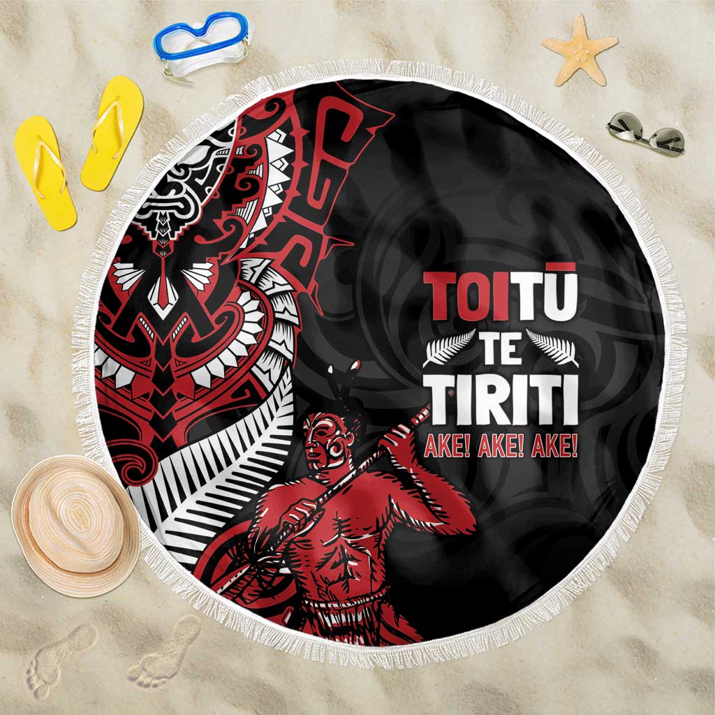 Aotearoa Toitu Te Tiriti Beach Blanket Whakairo Wheku LT7 One Size 150cm Black - Polynesian Pride