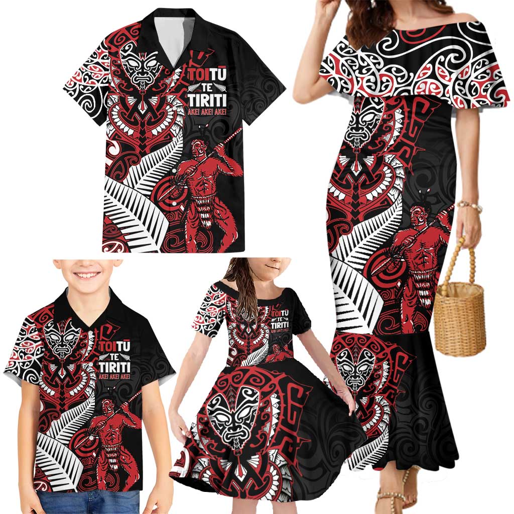Aotearoa Toitu Te Tiriti Family Matching Mermaid Dress and Hawaiian Shirt Whakairo Wheku