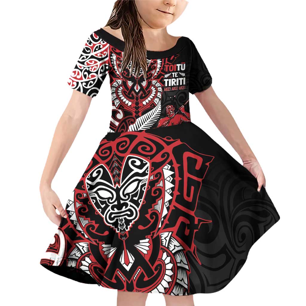 Aotearoa Toitu Te Tiriti Family Matching Off Shoulder Short Dress and Hawaiian Shirt Whakairo Wheku