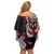 Aotearoa Toitu Te Tiriti Family Matching Off Shoulder Short Dress and Hawaiian Shirt Whakairo Wheku