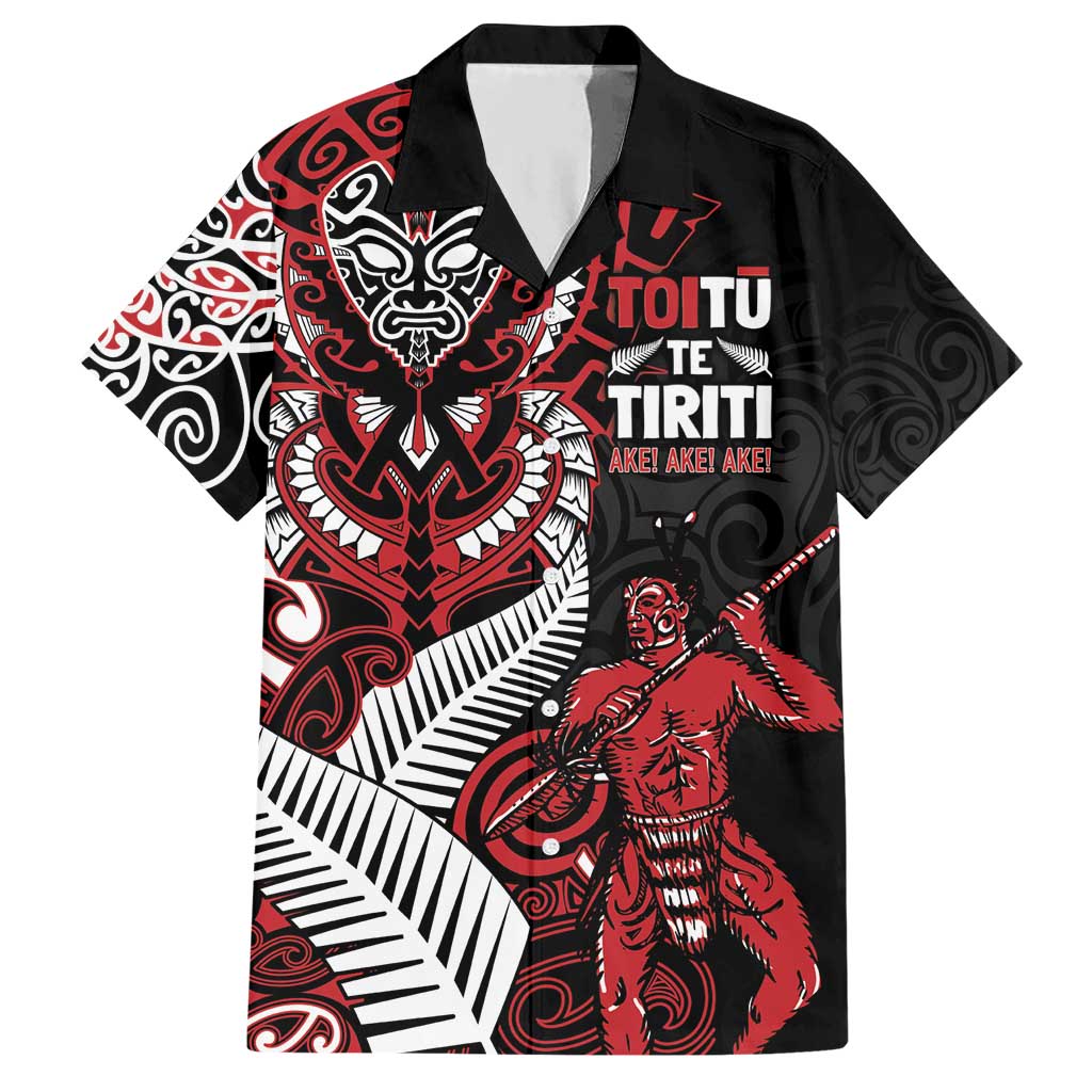 Aotearoa Toitu Te Tiriti Hawaiian Shirt Whakairo Wheku LT7 Black - Polynesian Pride