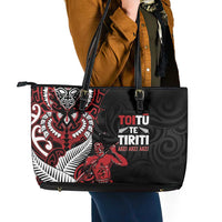 Aotearoa Toitu Te Tiriti Leather Tote Bag Whakairo Wheku LT7 - Polynesian Pride